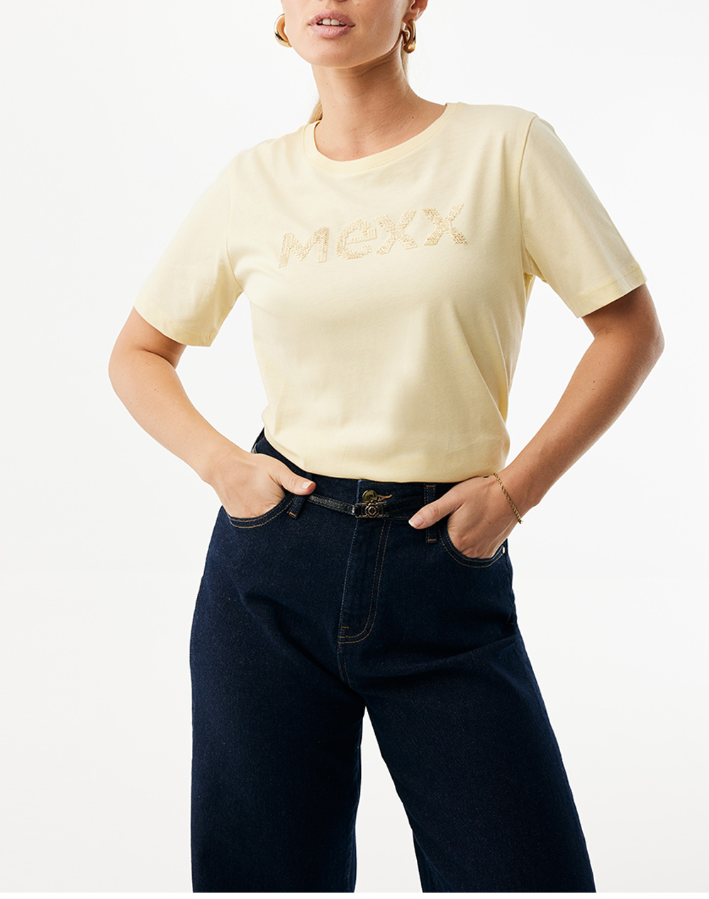 Mexx Γυναικείο T-Shirt Κοντομάνικο Ανοιχτό Κίτρινο Βαμβάκι