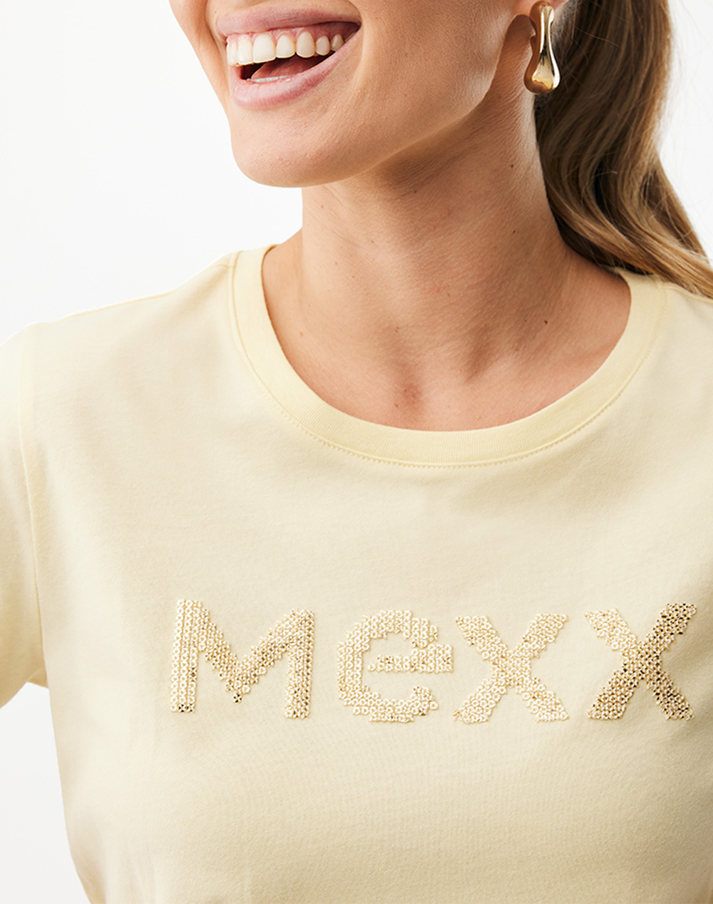 Mexx Clover Logo T-Shirt Mf007800261W-120715 Lightyellow Γυναικεία ρούχα μπλούζες Τ-Shirt Politikos Shop Πολιτικός
