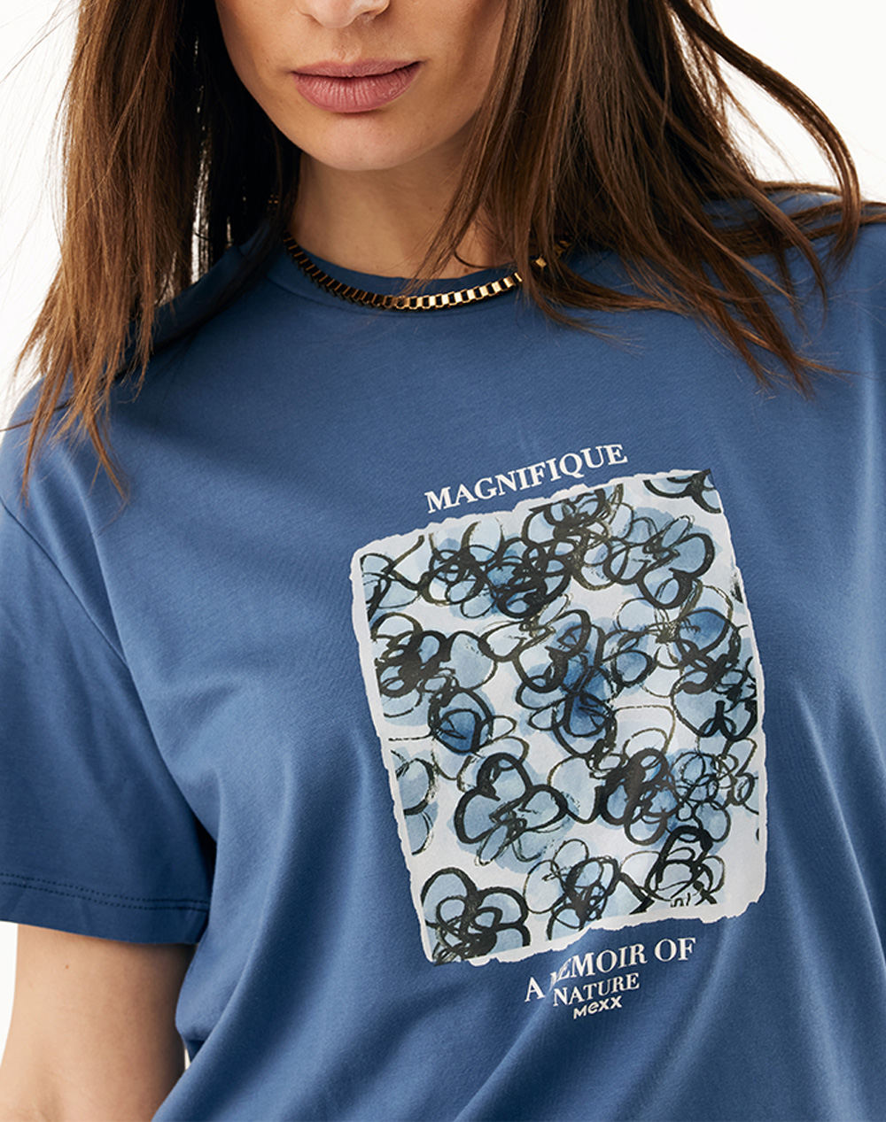 Mexx Waterflower T-Shirt Mf007804561W-194030 Blue Γυναικεία ρούχα μπλούζες Τ-Shirt Politikos Shop Πολιτικός
