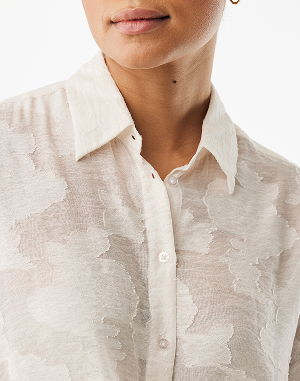 Mexx Boxy Jacquard Blouse Mf006101961W-110605 Offwhite Γυναικεία ρούχα πουκάμισα Politikos Shop Πολιτικός