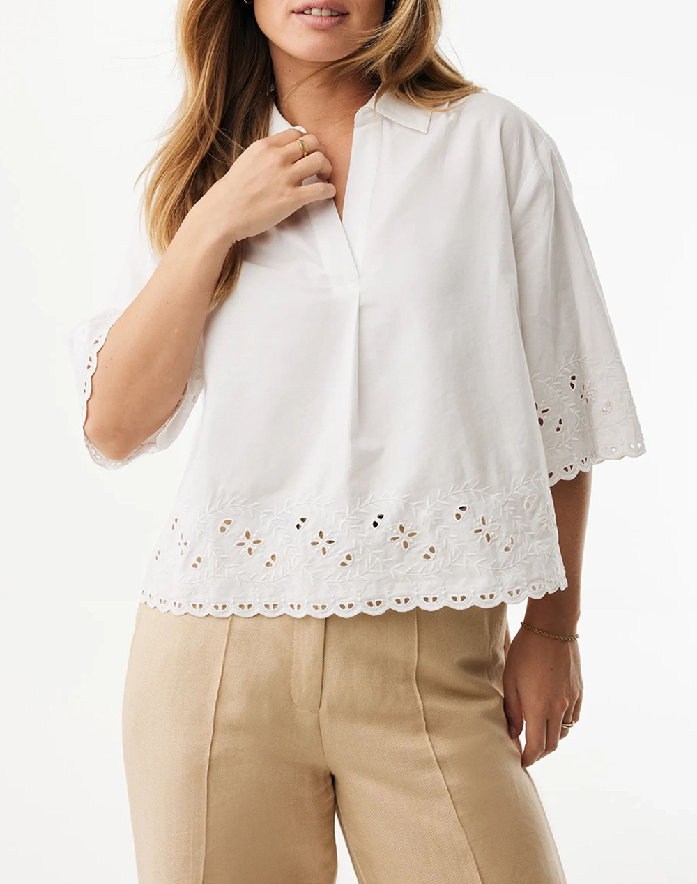MEXX Cropped embroidery blouse MF006102161W-110601 White