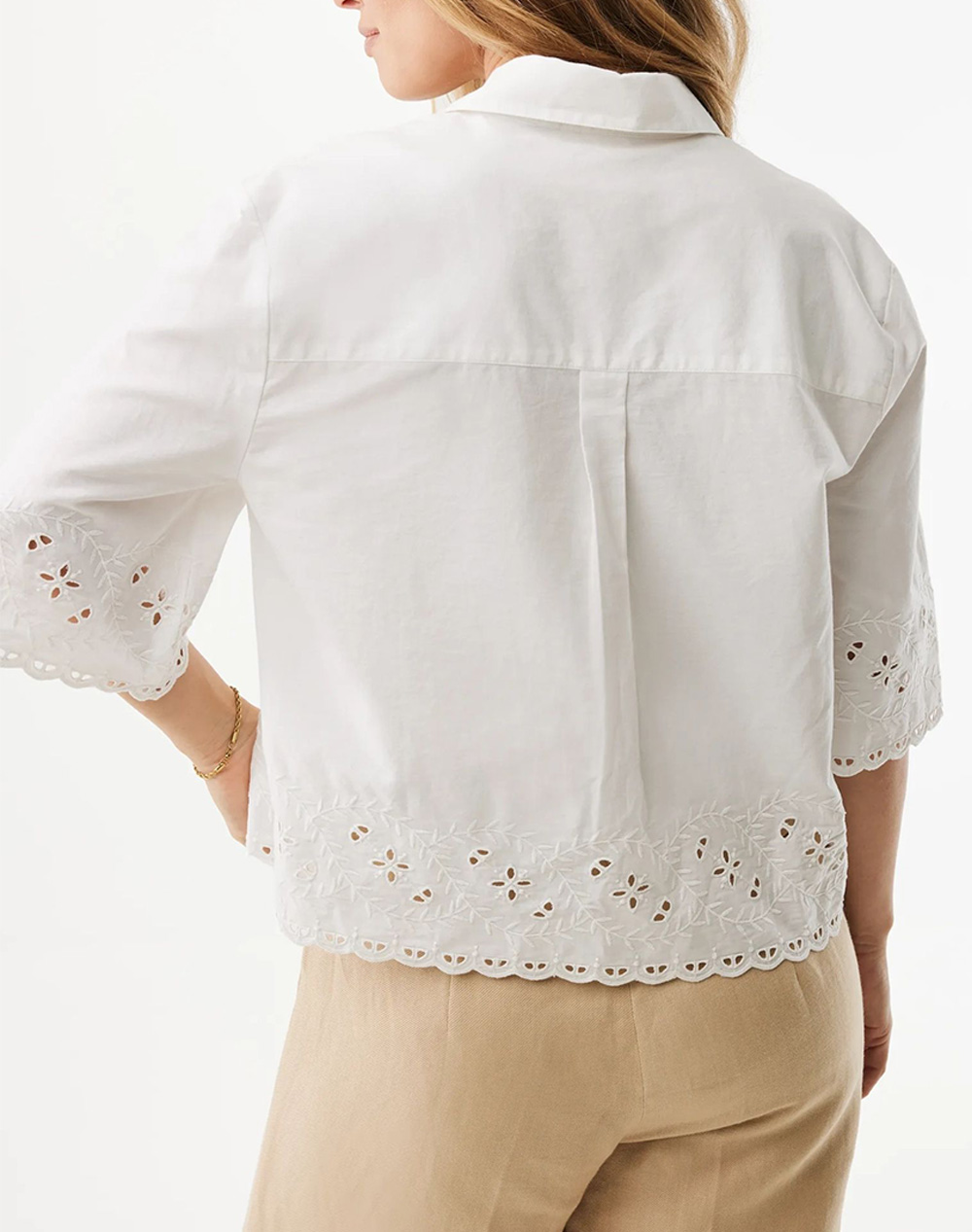 MEXX MEXX Cropped embroidery blouse MF006102161W-110601 White - 2