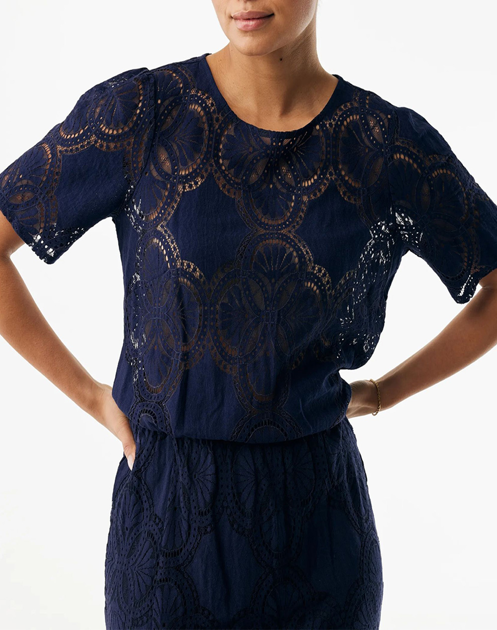 MEXX Lace short sleeve blouse MF006102561W-193920 DarkBlue