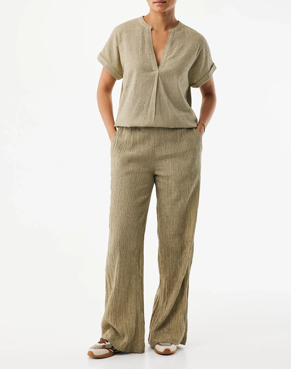 Mexx Crincle Blouse Mf006102261W-150927 Khaki Γυναικεία ρούχα μπλούζες Τοπ Κορμακια Politikos Shop Πολιτικός