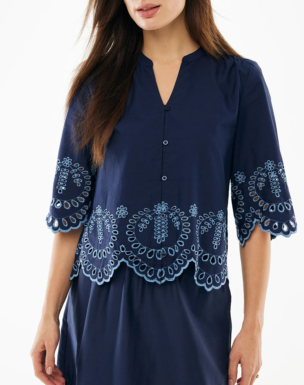 MEXX Poplin embroidery blouse MF006103361W-193920 DarkBlue