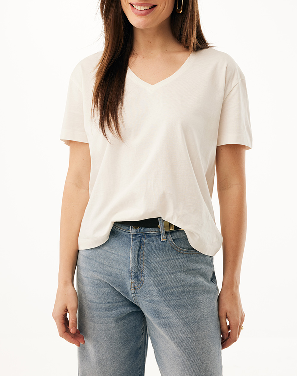 Mexx Γυναικείο T-Shirt Κοντομάνικο Υπολευκό Βαμβακερό Ύφασμα
