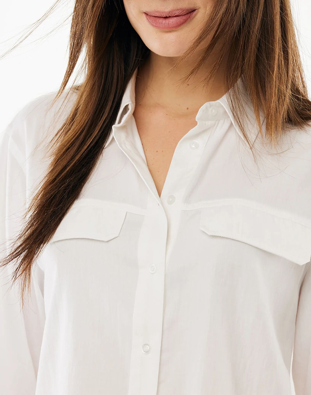 Mexx Boxy Poplin Blouse Mf006102861W-110601 White Γυναικεία ρούχα πουκάμισα Politikos Shop Πολιτικός