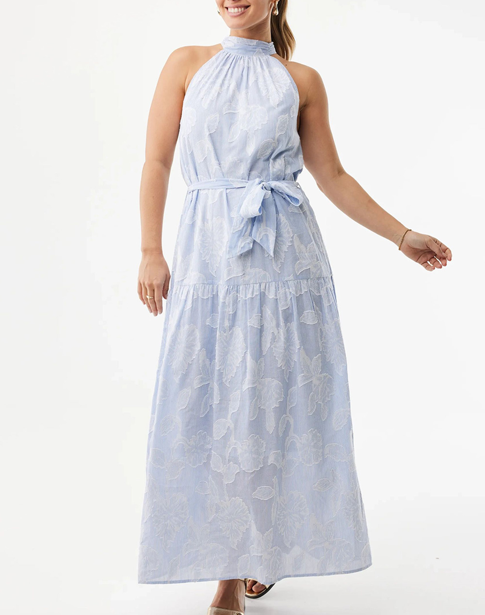 MEXX Striped flower jacquard dress MF006302461W-144121 LightBlue