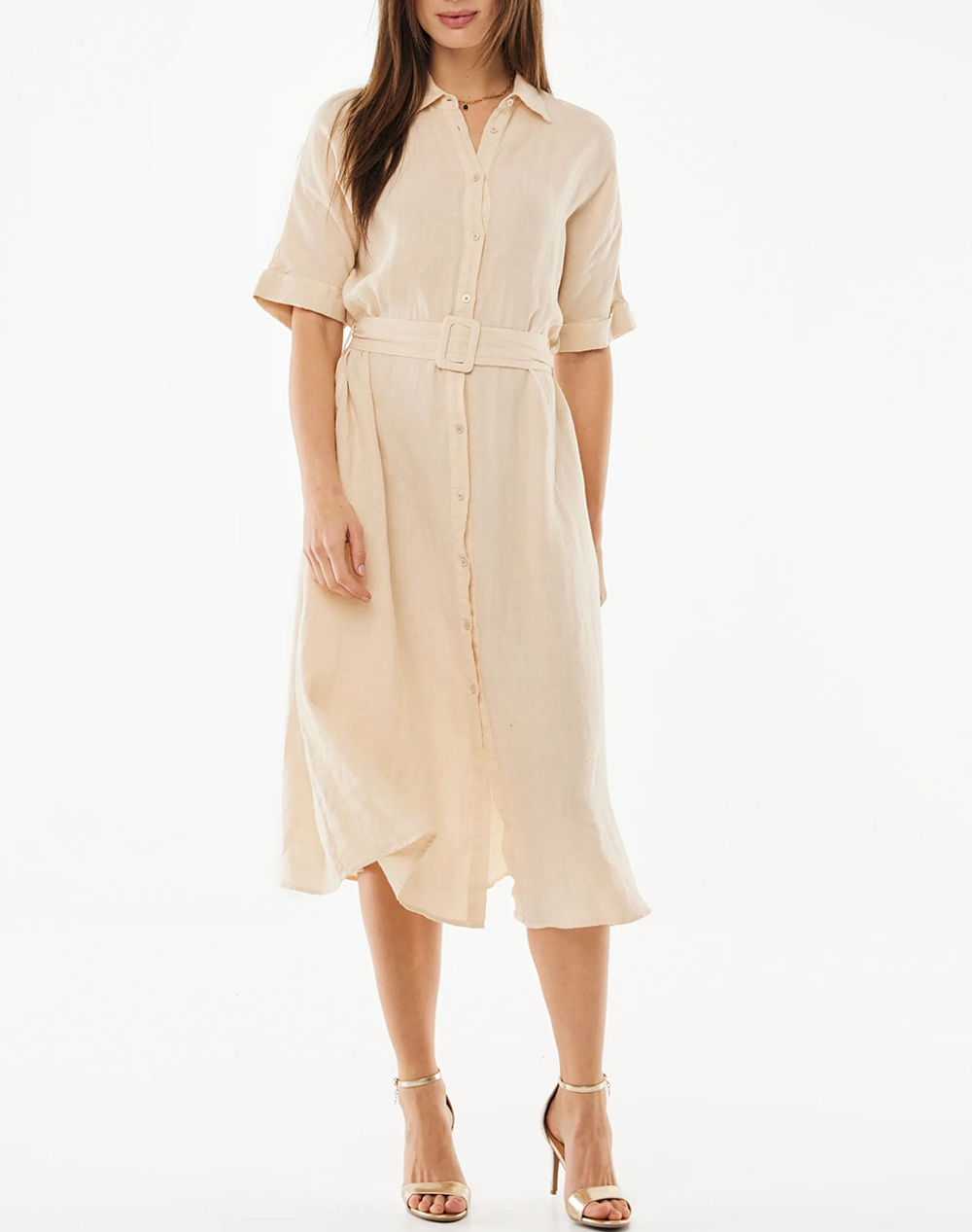MEXX Flared linen dress MF006301761W-131308 Biege