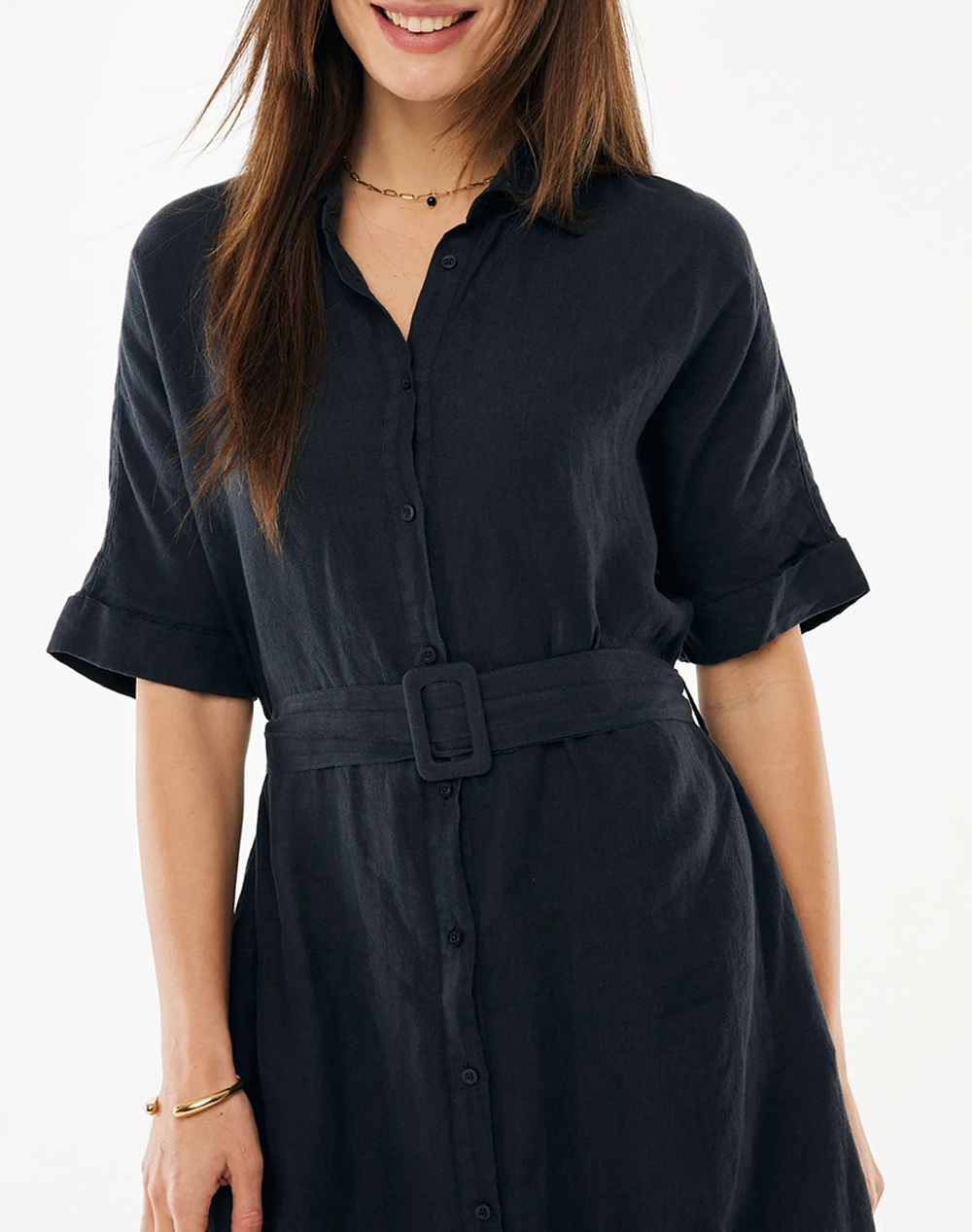 Mexx Flared Linen Dress Mf006301761W-193911 Black Γυναικεία ρούχα φορέματα Politikos Shop Πολιτικός