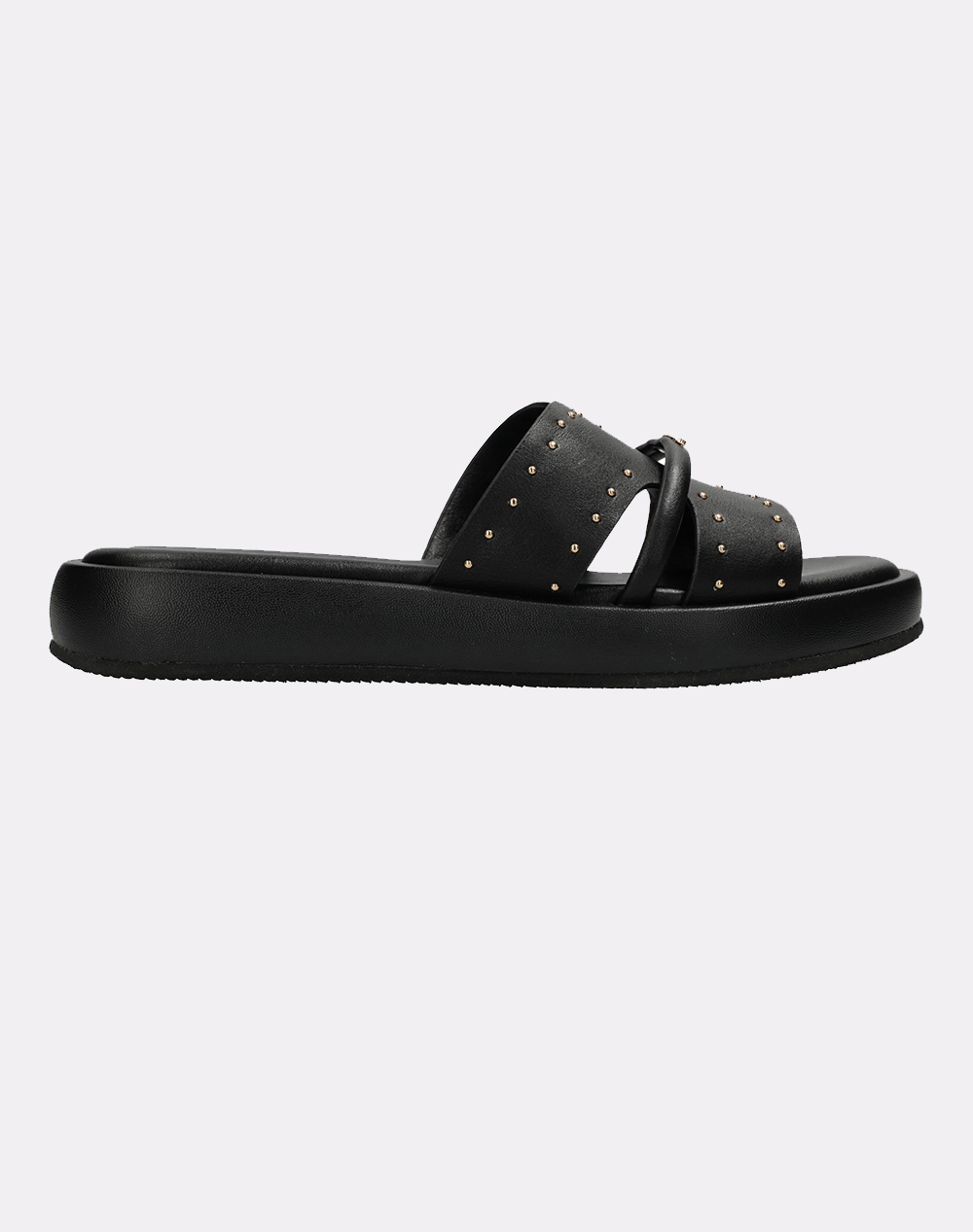 Mexx Γυναικεία Flat Σανδάλια Μαύρο Οικολογικό Δέρμα