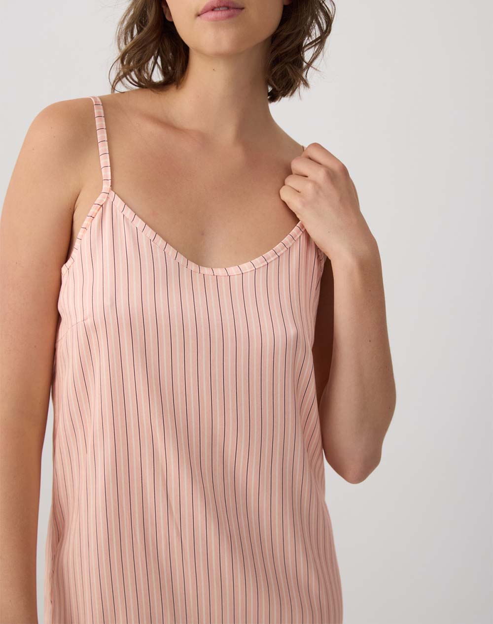 Minerva Νυχτ Γυν Μπρτ Visc Stripes 96-53298-401 Coral Γυναικεία Homewear Νυχτικα Politikos Shop Πολιτικός