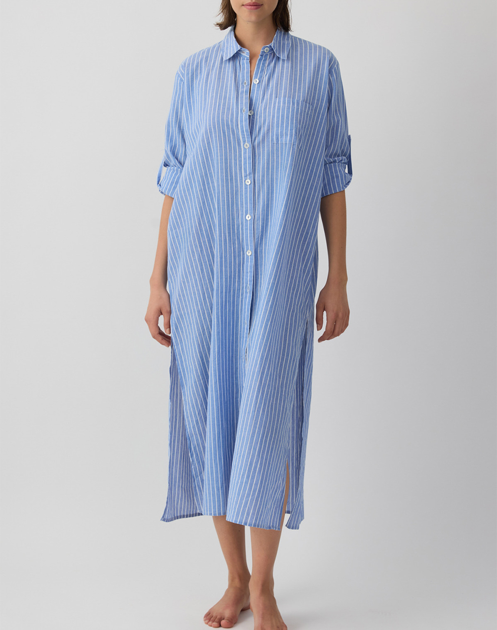 MINERVA MINERVA DRESS SHIRT LONG STRIPE RESORT 96-53323-211 Blue
