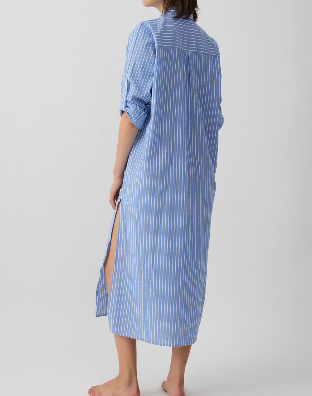 MINERVA DRESS SHIRT LONG STRIPE RESORT 96-53323-211 Blue φωτογραφία