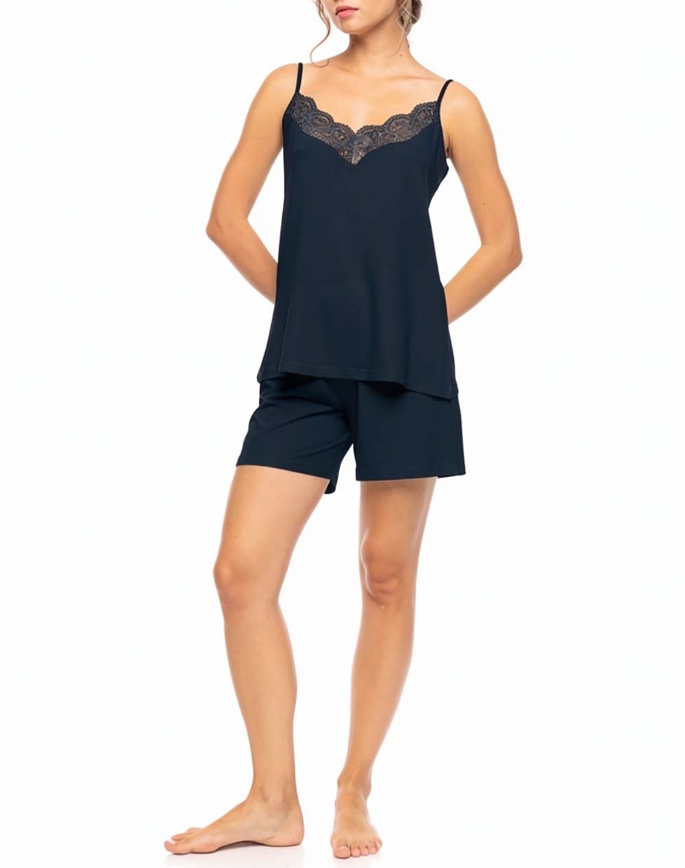 Pink Label Babydoll Bamboo Nos Sn-200-Yacht Blue Navyblue Γυναικεία Homewear Πιτζαμες Politikos Shop Πολιτικός