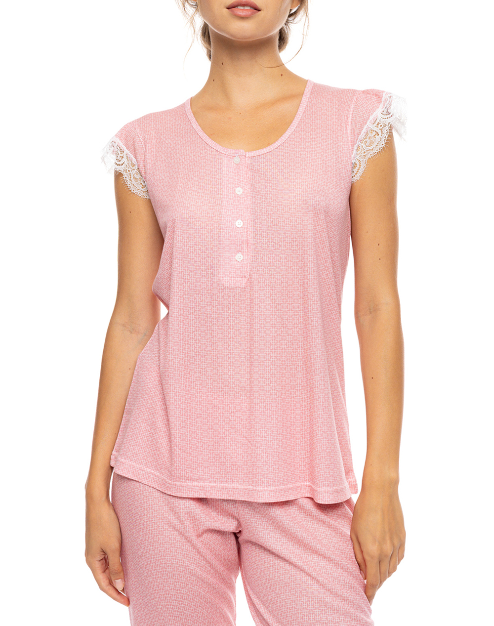 PINK LABEL PYJAMAS CAPRI SUMMER GEO S1591-RASPBERRY Pink φωτογραφία