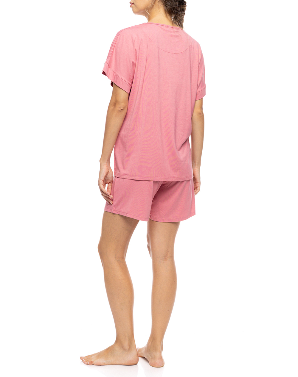 PINK LABEL PYJAMA SHORTS BAMBOO NOS SN-206-Peach Pink Coral φωτογραφία