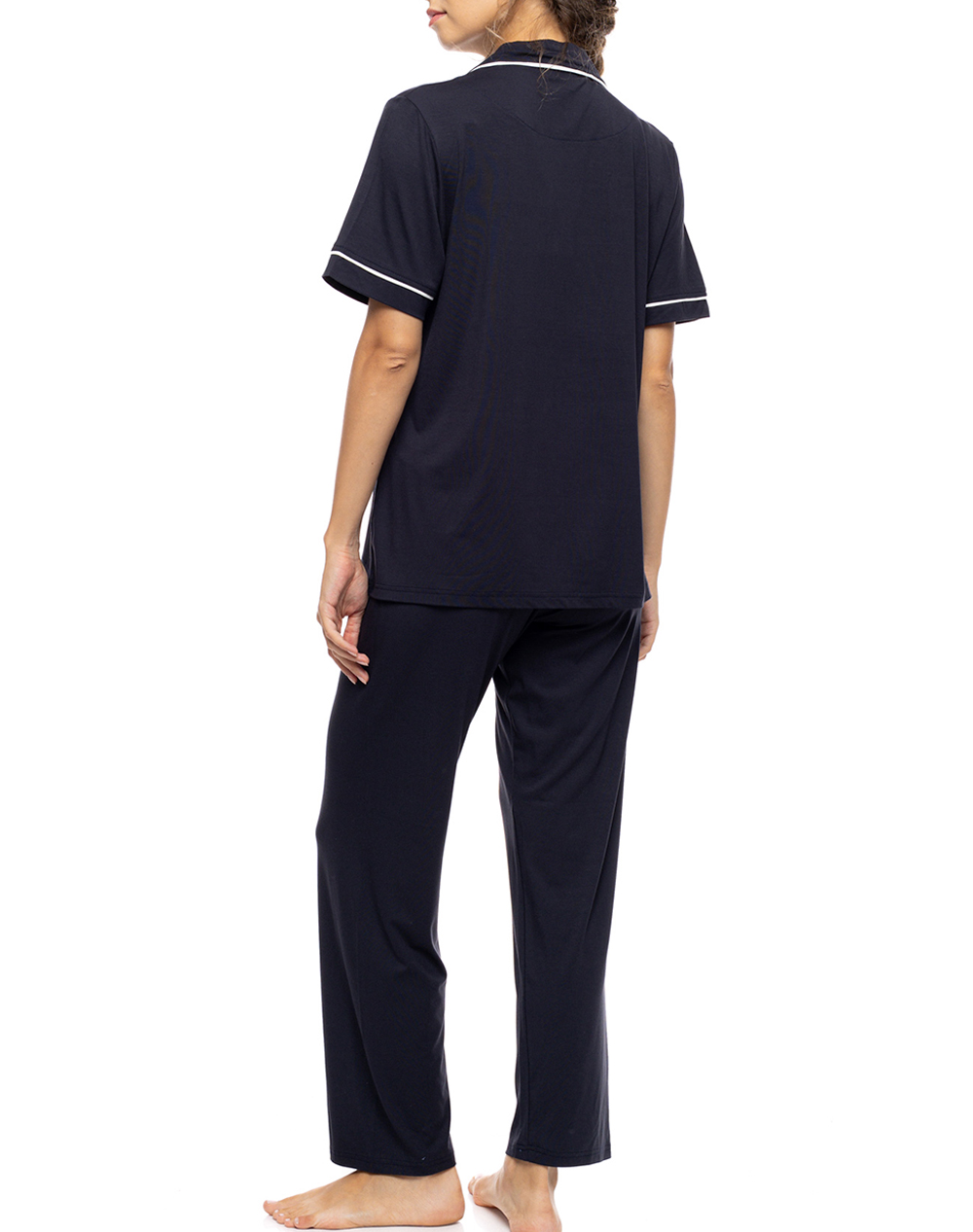 PINK LABEL PINK LABEL PYJAMA BUTTONED LONG BAMBOO NOS SN-202-Yacht Blue NavyBlue - 2
