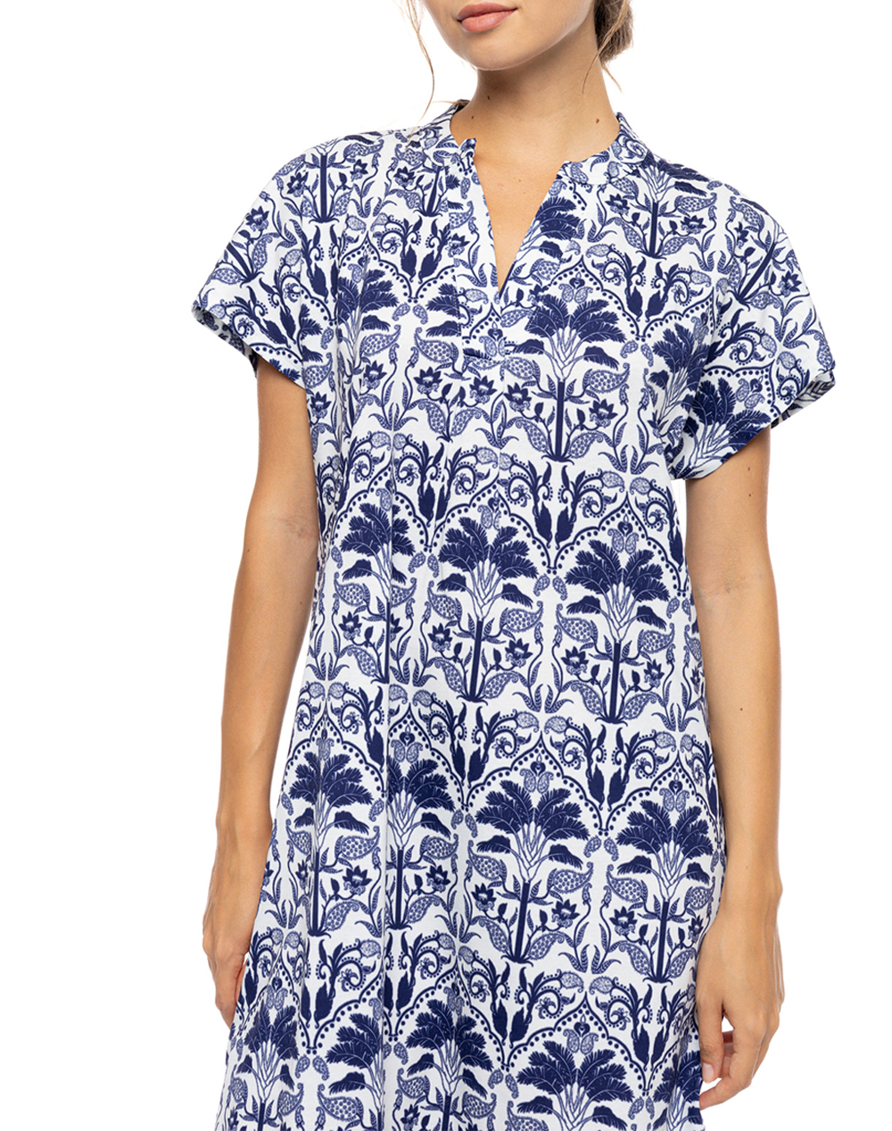 PINK LABEL NIGHTGOWN BUTTONED BLUE TROPICAL S1552-TYPE Blue φωτογραφία
