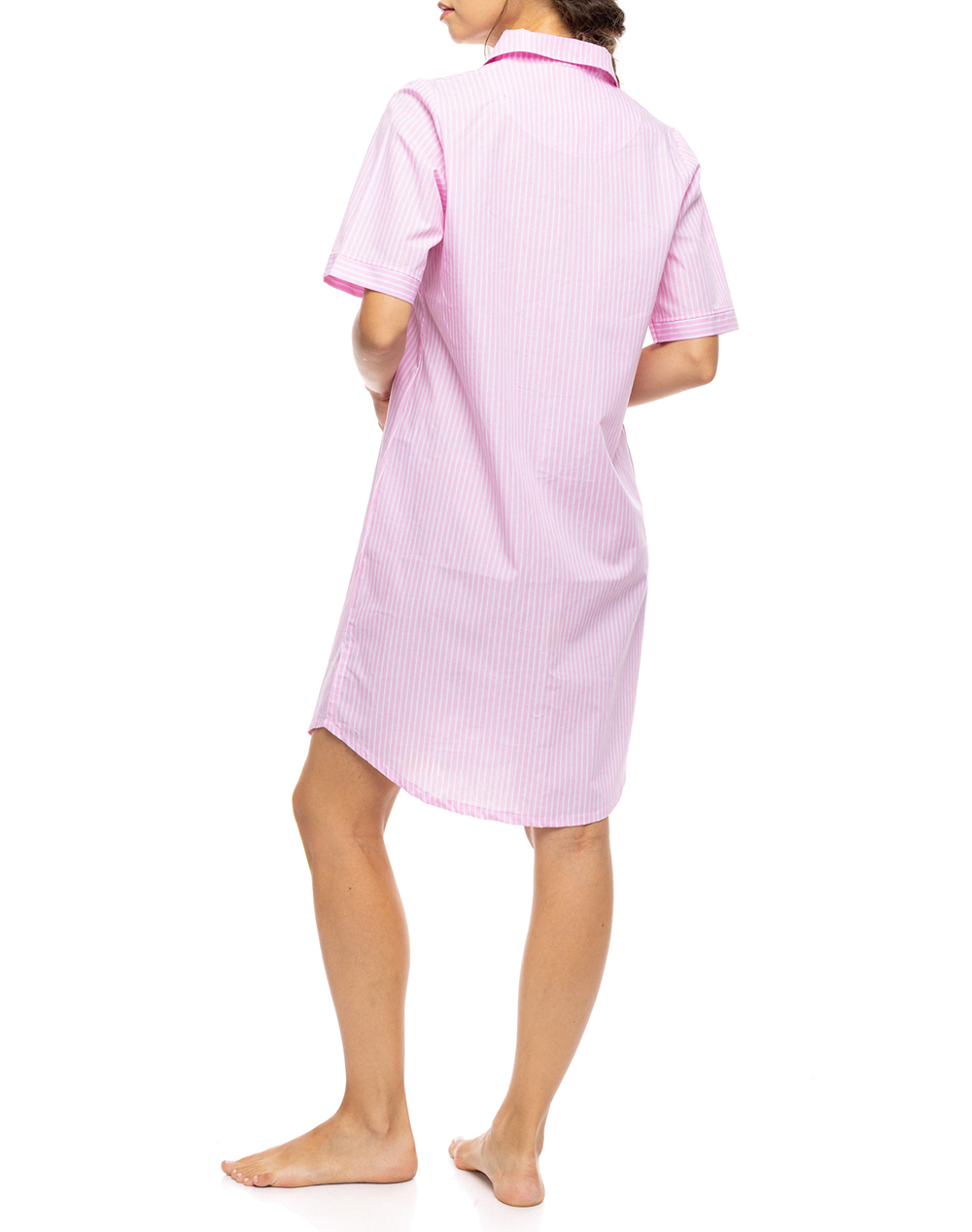 PINK LABEL NIGHTGOWN BUTTONED DUO STRIPE S1627-BABY PINK Pink φωτογραφία