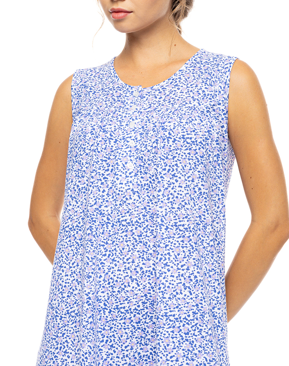 Pink Label Nightgown Classic Summer Daisy S1623-Type Blue Γυναικεία Homewear Νυχτικα Politikos Shop Πολιτικός