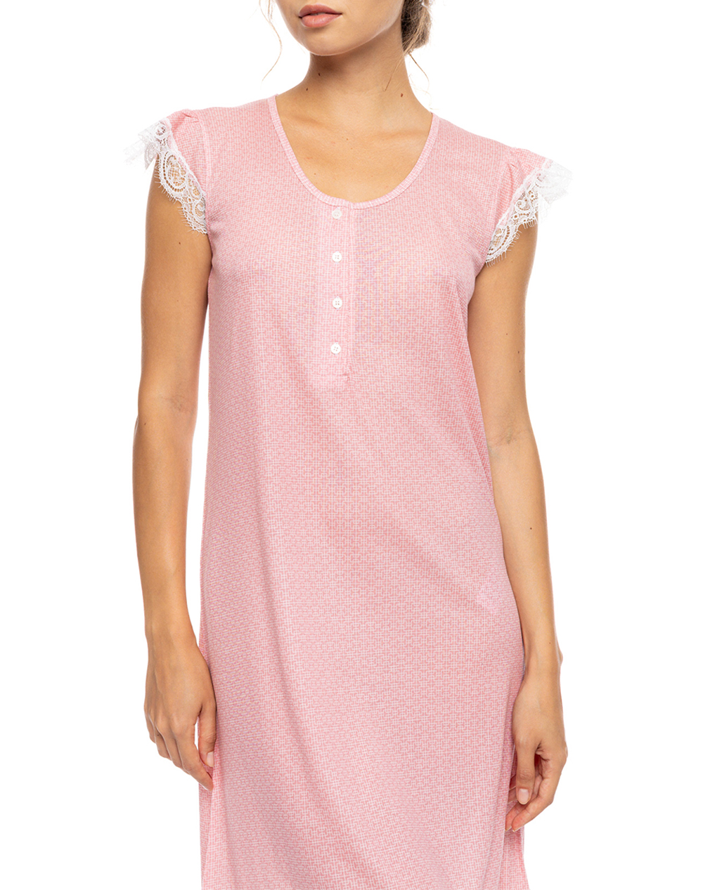 PINK LABEL NIGHTGOWN SUMMER GEO S1592-RASPBERRY Pink φωτογραφία