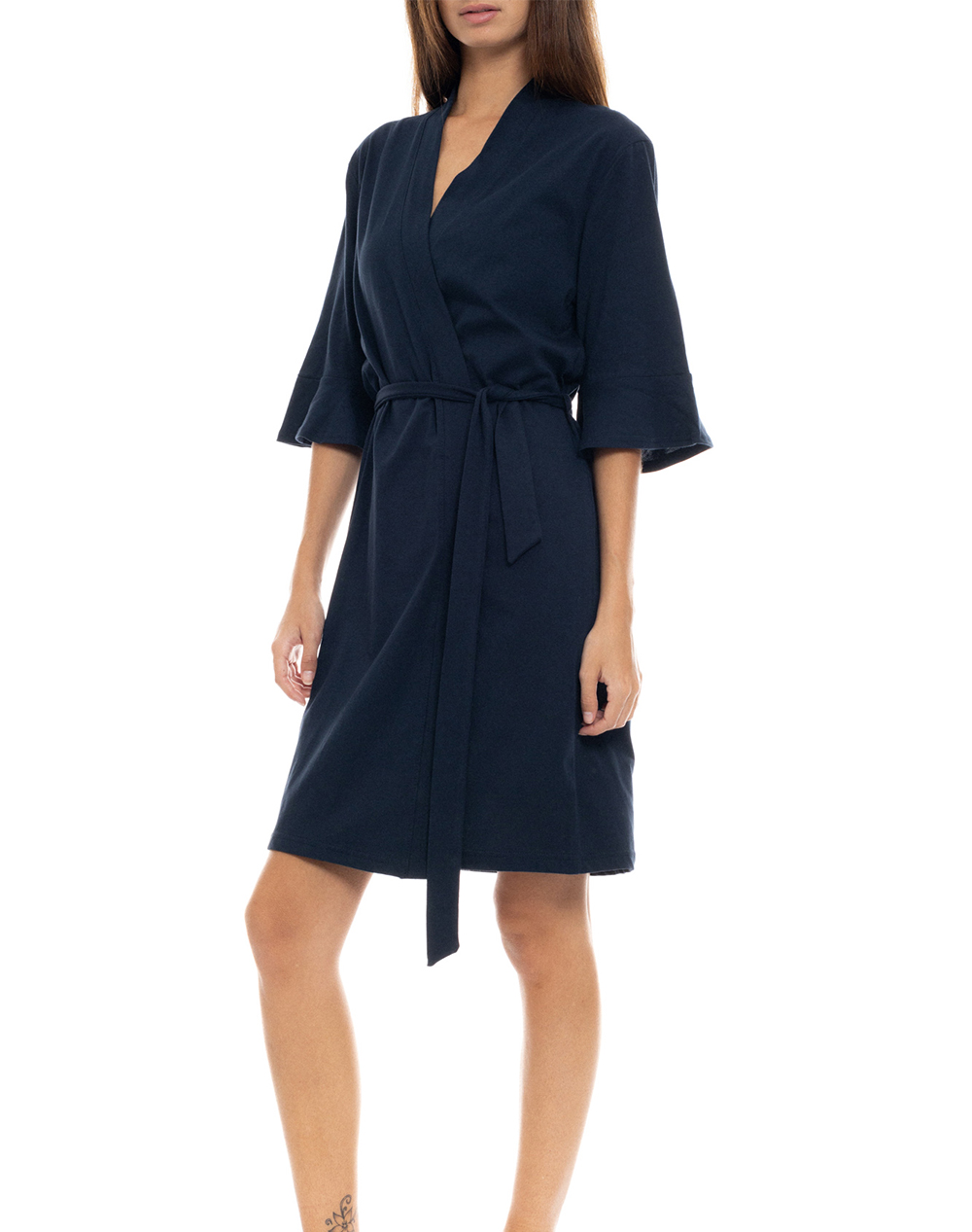Pink Label Robe Solid Nos Sn-101-Yacht Blue Navyblue Γυναικεία Homewear Ρομπες Politikos Shop Πολιτικός