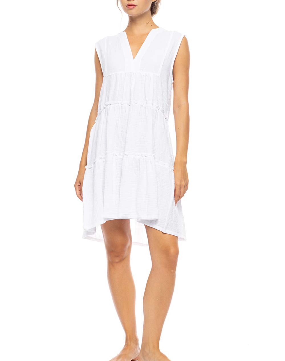 Pink Label Beachwear Summer Cotton Bn-321-White White Γυναικεία αξεσουάρ Καφτανια Politikos Shop Πολιτικός