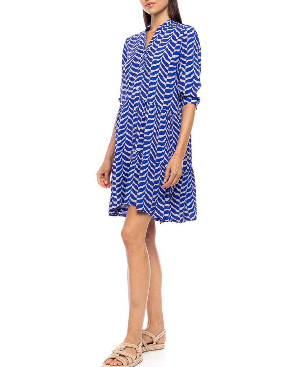 Pink Label Beachwear Aegean Wave B683-Type Blue Γυναικεία αξεσουάρ Καφτανια Politikos Shop Πολιτικός