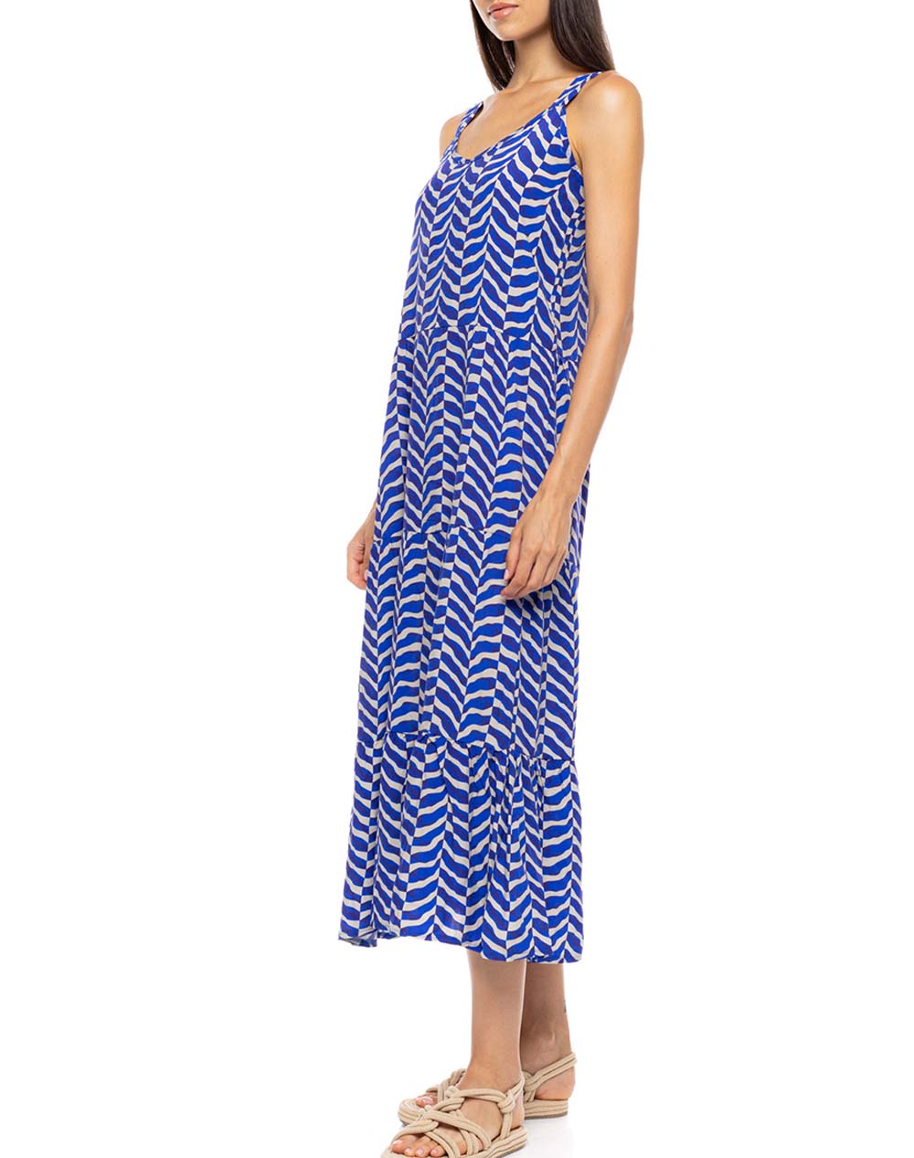 Pink Label Beachwear Aegean Wave B689-Type Blue Γυναικεία αξεσουάρ Καφτανια Politikos Shop Πολιτικός