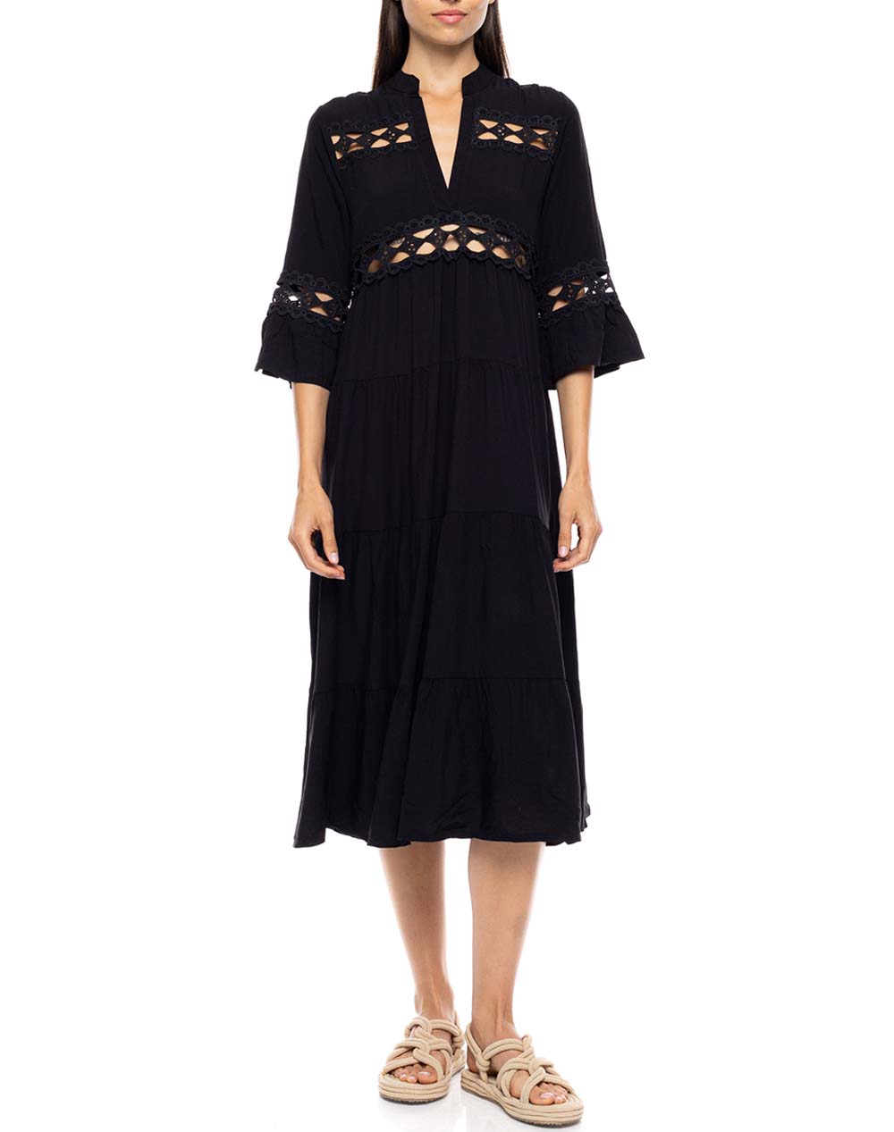 PINK LABEL PINK LABEL BEACHWEAR LACE LONG BN-273-67 Black
