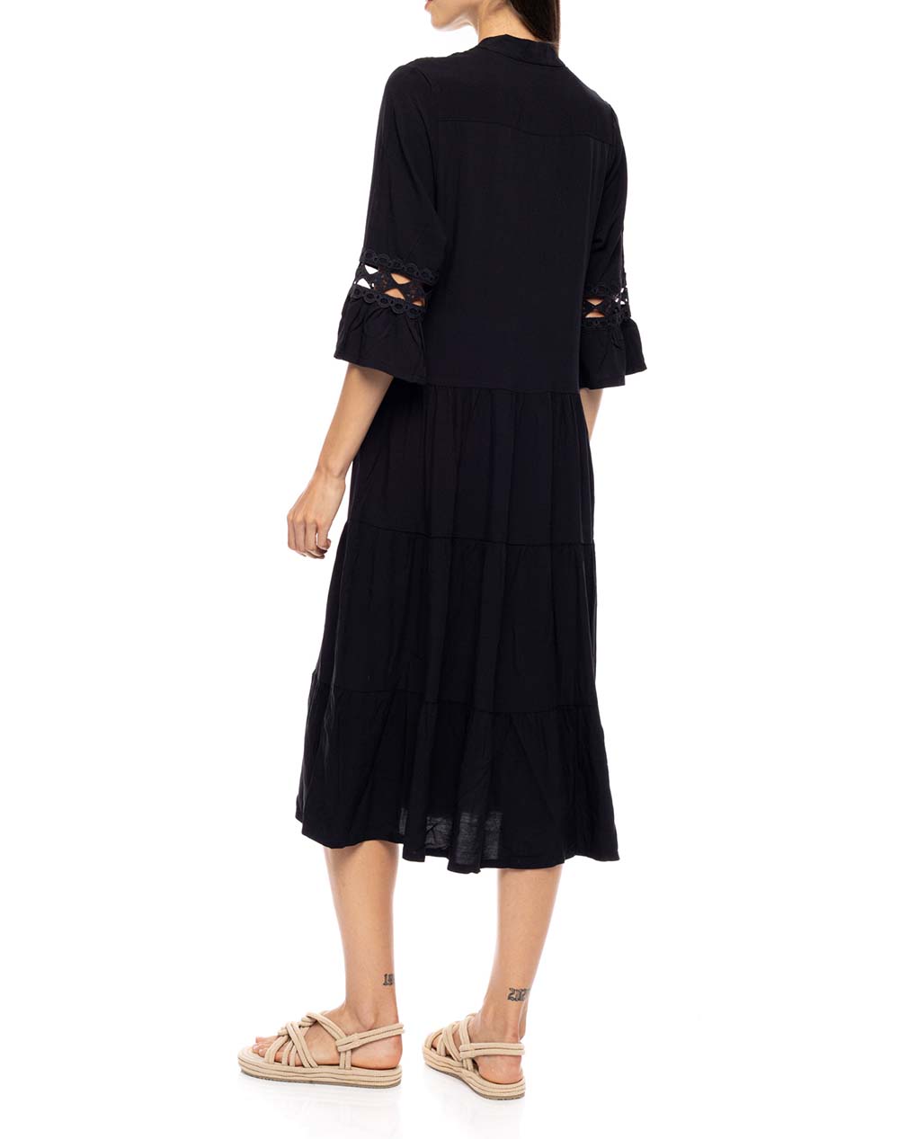 PINK LABEL BEACHWEAR LACE LONG BN-273-67 Black φωτογραφία