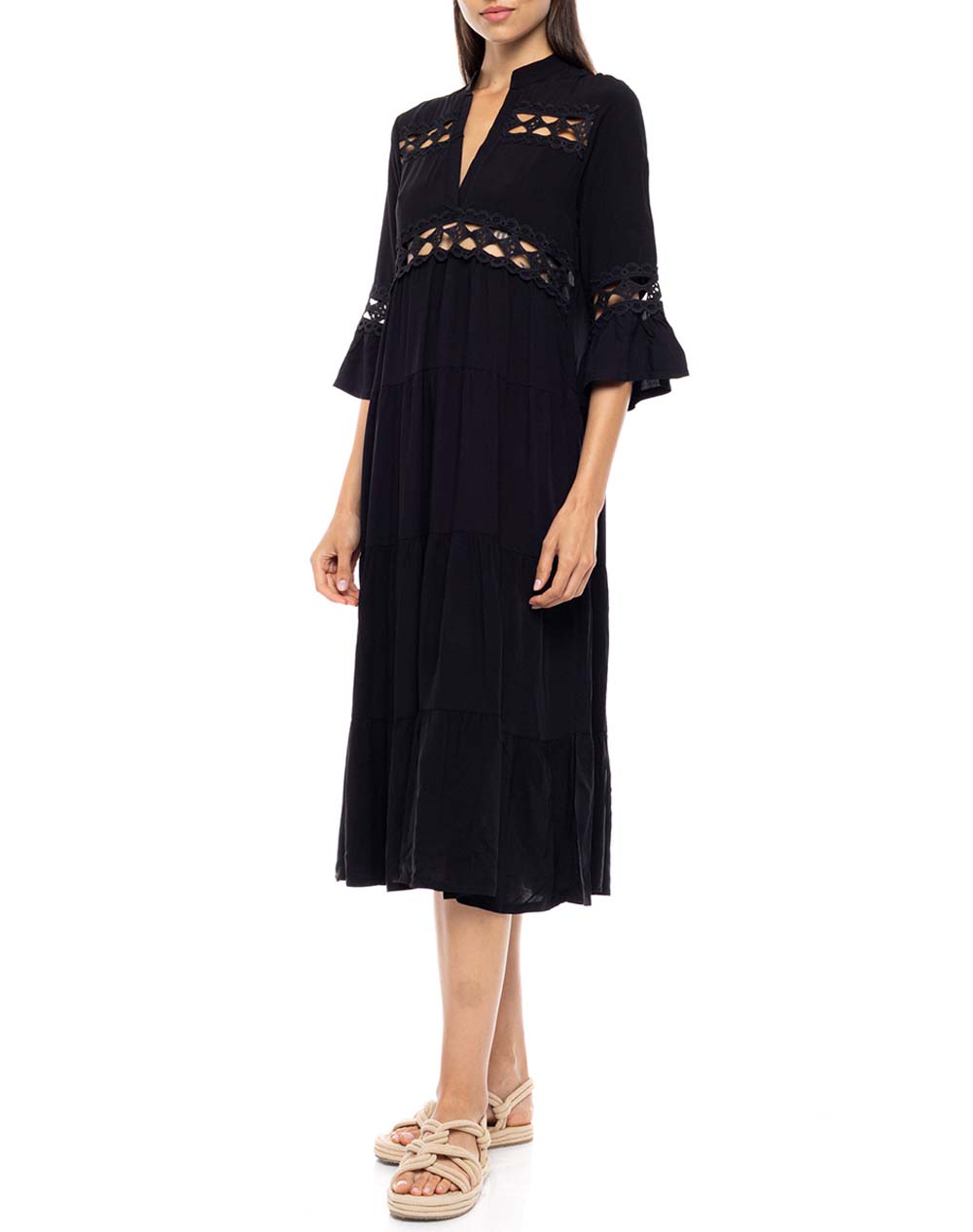 Pink Label Beachwear Lace Long Bn-273-67 Black Γυναικεία αξεσουάρ Καφτανια Politikos Shop Πολιτικός
