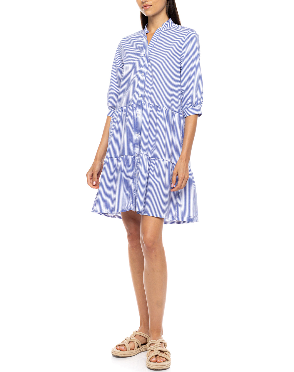 Pink Label Beachwear Marina Stripe B677-Type Blue Γυναικεία ρούχα φορέματα Politikos Shop Πολιτικός