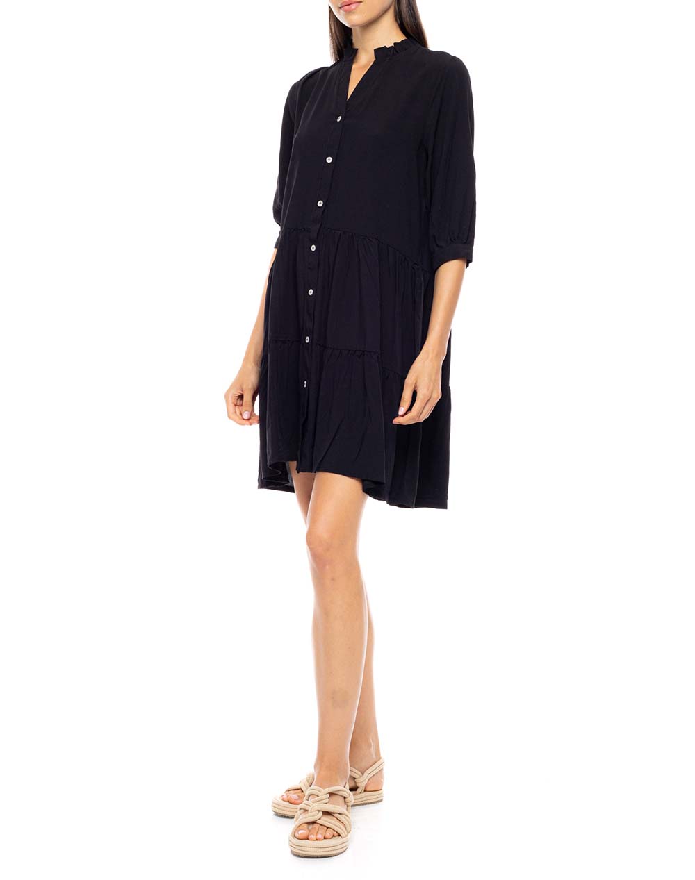 Pink Label Beachwear Solid Bn-287-67 Black Γυναικεία αξεσουάρ Καφτανια Politikos Shop Πολιτικός