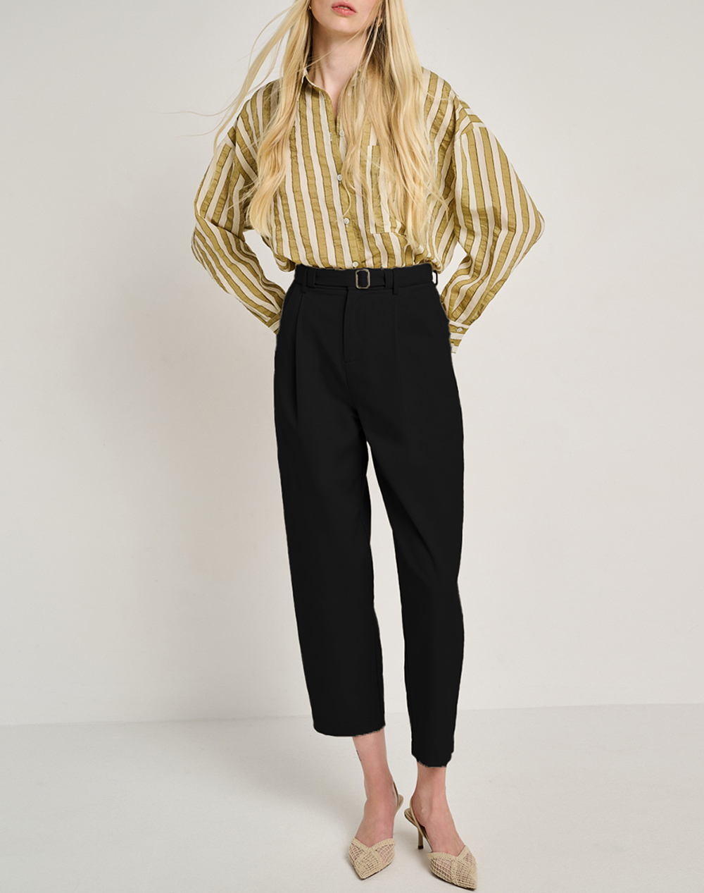 Staff Olivia Ηιghwaist Pant 51%Cotton 49%Tencel 60-005 055-Ν0090 Black Γυναικεία ρούχα παντελόνια Chinos Politikos Shop Πολιτικός