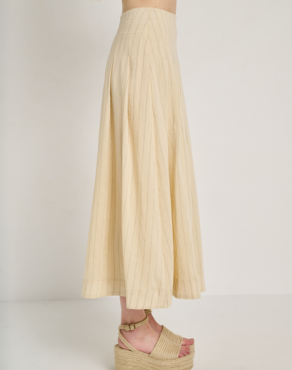 Staff Amelia Midi Skirt 68%Cot 24% Nyl 6%Lin 2%Pol 67-101 055-Ν0000 Lightyellow Γυναικεία ρούχα φούστες Politikos Shop Πολιτικός