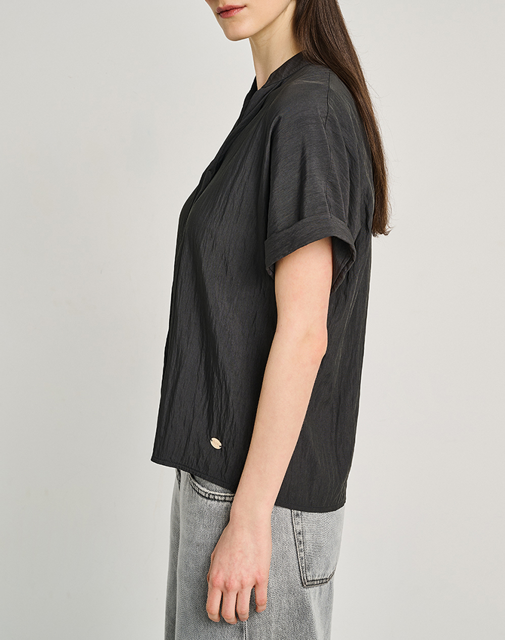 Staff Hannah Short Sleeve Shirt 75%Rayon 25%Nylon 62-203 055-Ν0090 Black Γυναικεία ρούχα μπλούζες Τοπ Κορμακια Politikos Shop Πολιτικός