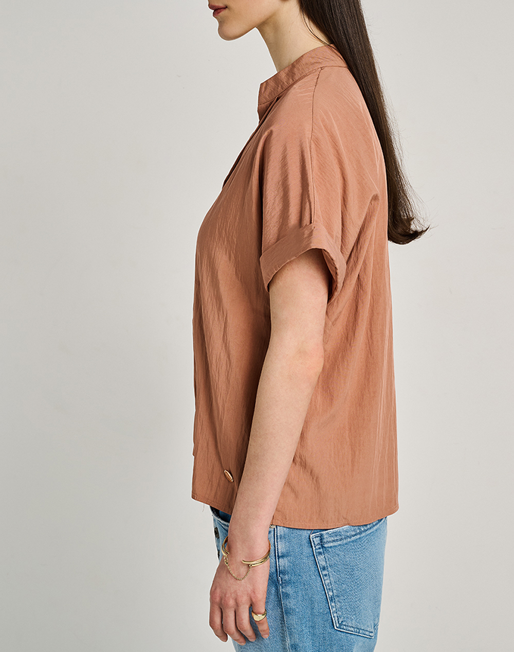 Staff Hannah Short Sleeve Shirt 75%Rayon 25%Nylon 62-203 055-Ν1119 Firebrick Γυναικεία ρούχα μπλούζες Τοπ Κορμακια Politikos Shop Πολιτικός