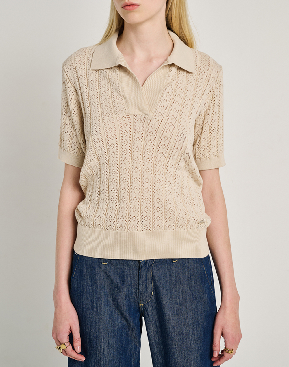 Staff STAFF Kate Polo Short Sleeve Knit 63-201.055-Ν9947 Biege