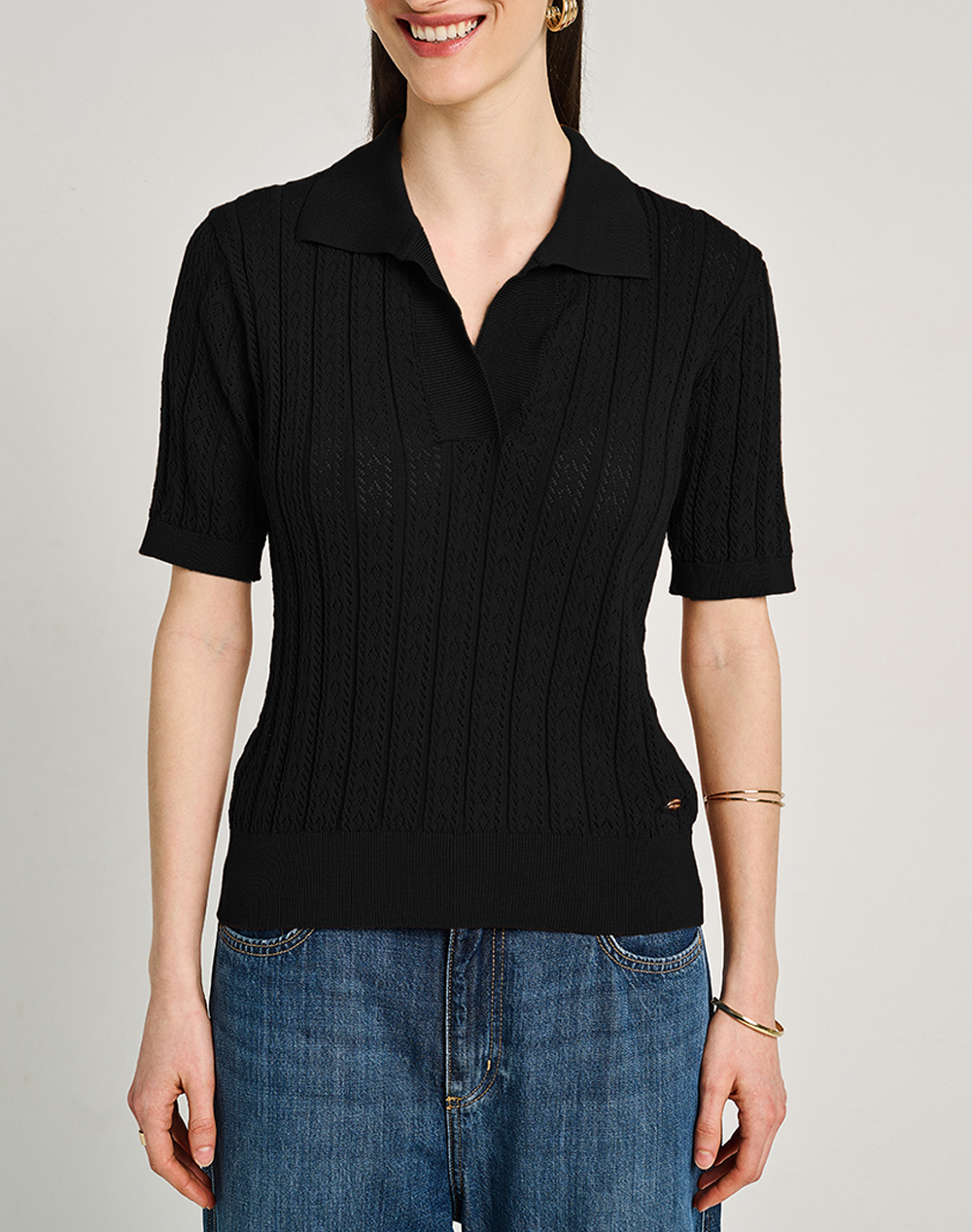 Staff STAFF Kate Polo Short Sleeve Knit 63-201.055-Ν0090 Black