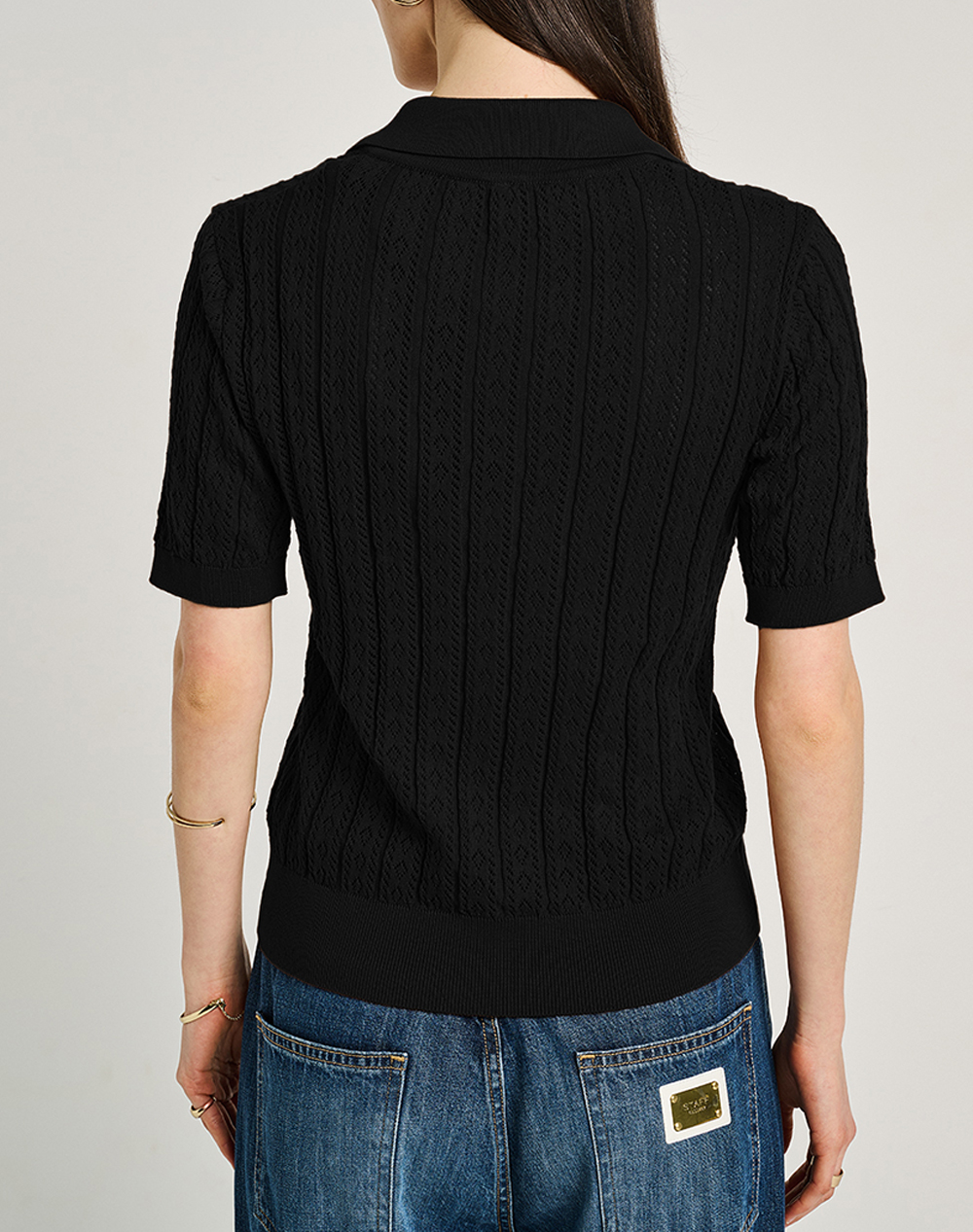 STAFF STAFF Kate Polo Short Sleeve Knit 63-201.055-Ν0090 Black - 2