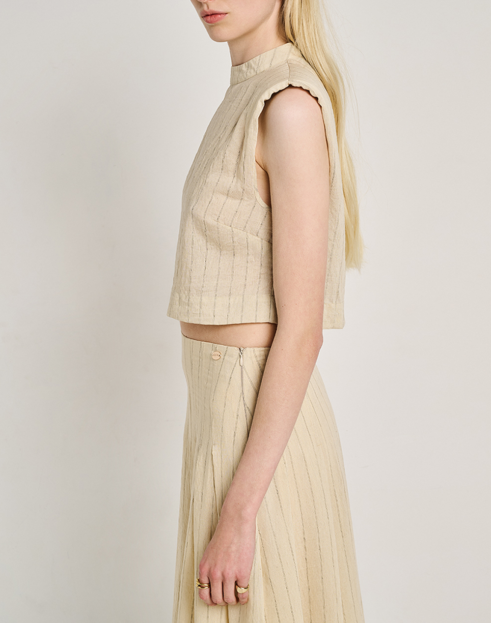 Staff Blossom Sleeveless Top 68%Cot 24%Nylon 6%Linen 2%Pol 63-407 055-Ν0000 Biege Γυναικεία ρούχα μπλούζες Τοπ Κορμακια Politikos Shop Πολιτικός