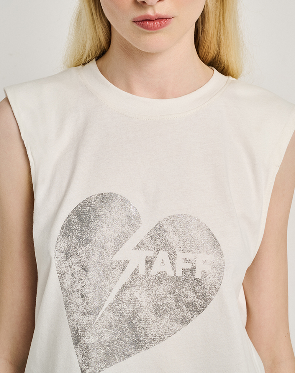 Staff Υοκο Sleeveless Top 100% Cotton 63-402 055-Ν0010 Offwhite Γυναικεία ρούχα μπλούζες Τοπ Κορμακια Politikos Shop Πολιτικός