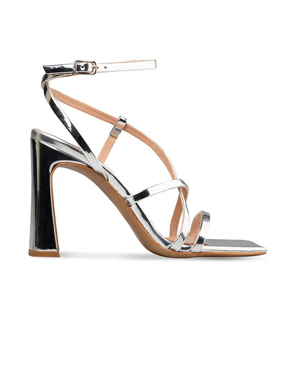 ENVIE SLIM BLOCK HEEL SANDALS E02-23721-SILVER MetallicSilver