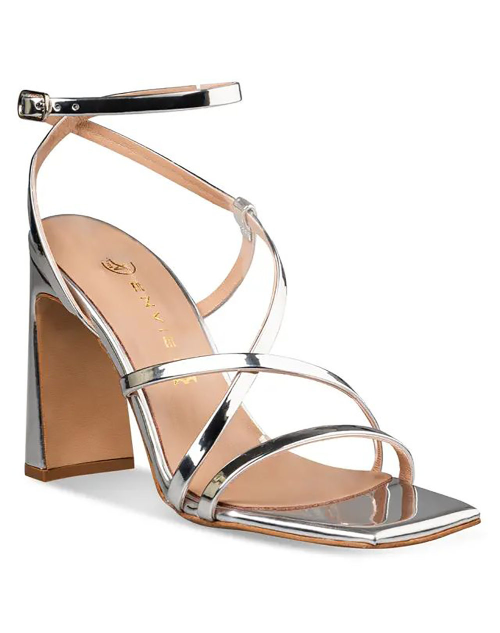ENVIE SLIM BLOCK HEEL SANDALS E02-23721-SILVER MetallicSilver