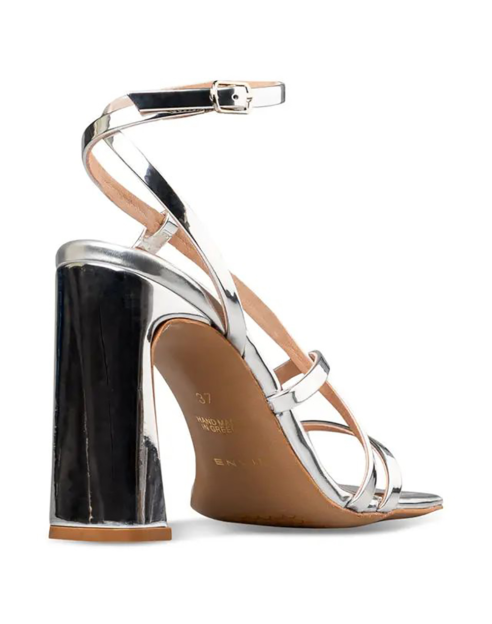Envie Slim Block Heel Sandals E02-23721-Silver Metallicsilver Γυναικεία παπούτσια Πεδιλα Politikos Shop Πολιτικός
