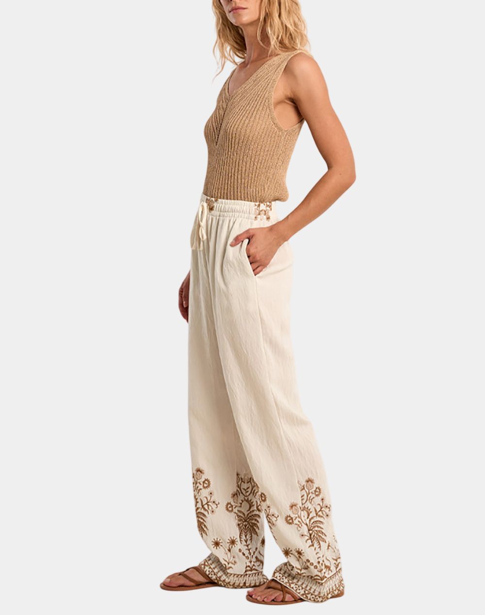 Molly Bracken Ladies Woven Pants La1904Ee-Offwhite Beige Offwhite Γυναικεία ρούχα παντελόνια Υφασματινα Politikos Shop Πολιτικός