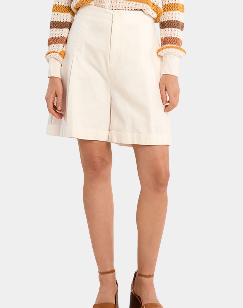 MOLLY BRACKEN LADIES WOVEN SHORTS R1735EP-OFFWHITE OffWhite