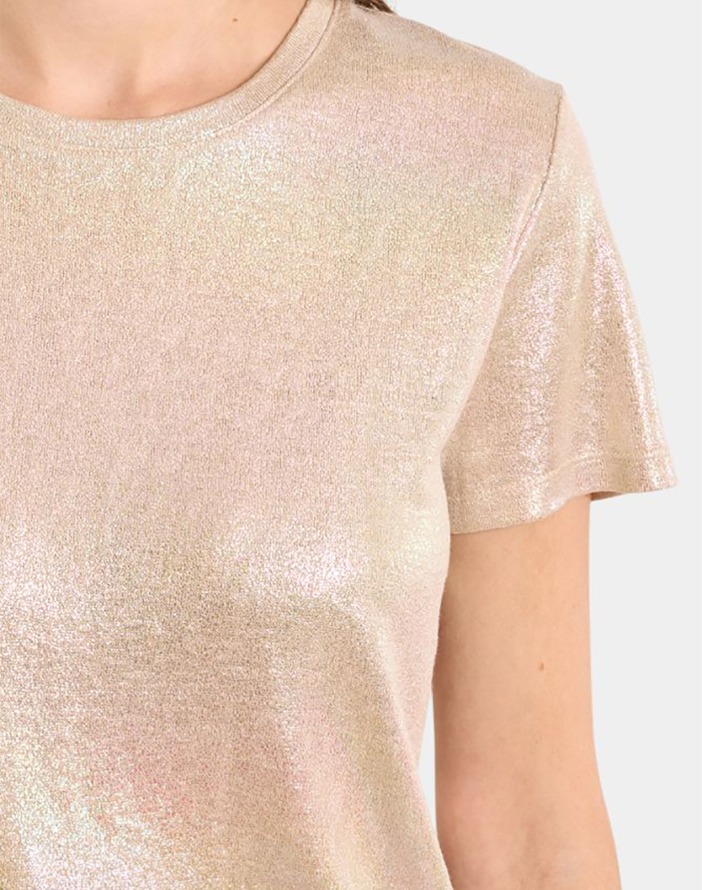 Molly Bracken Ladies Knitted Tee Ts103Ep-Beige Biege Γυναικεία ρούχα μπλούζες Τ-Shirt Politikos Shop Πολιτικός